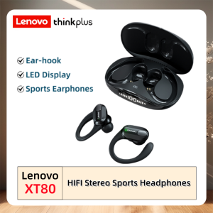 Lenovo | Lenovo XT80 Earhooks Sports Bluetooth Wireless Headsets with Mics LED Power DisplayHifi Stereo Sound ENC TWS Earphones