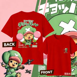 Bandai | Anime One Piece Tony Tony Chopper Cotton T-shirt 2026 Summer Kids/Mens/Womens Fashion Casual Short Sleeved T-shirt Streetwear