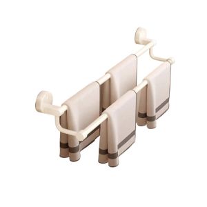 ตู้ครัวสำหรับติดผ้าเช็ดตัวแบบดูดซับ ตู้ครัวสำหรับห้องน้ำแบบไม่ต้องเจาะ รูปแบบครีม ที่แขวนผ้าเช็ดตัว ตู้เก็บของติดผนังในห้องน้ำ