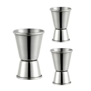 3pcs Stainless Steel Double-Head Measuring Cup 15/30ml Japanese-Style Silver Cocktail Jigger Wine Measuring Device Cocktail Tool