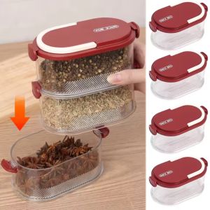 4-Layer Seasoning Box with Handle Spice Storage Box Seasoning Kitchen Multi-layer Household Silicone Leak-proof Kitchen Storage