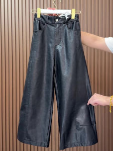 Casual Harajuku Style Womens Loose Fit Leather Pants High Waist Straight Leg Eighteen Shorts Fashionable Versatile Autumn New Arrival