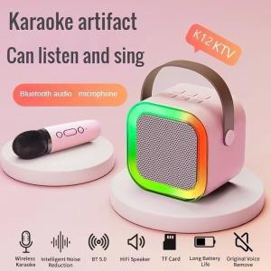 Speaker Bluetooth Karaoke 2 Mic Set Salon Bluetooth bt Speaker karoke With Microphone 3D Stereo Amplifier Party Wireless