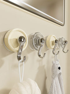 Strong Load Bearing Suction Cup Hook No Drilling Needed Kitchen Bathroom Toilet Door Back Wall Towel Sticky Hook Plastic Material