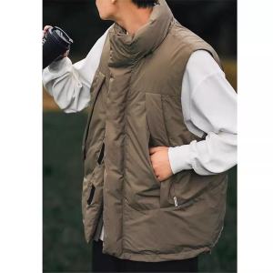 เสื้อกั๊กแบบมีฮู้ดแบบหลวมๆ สำหรับผู้ชาย ฤดูหนาว ทรงหลวม แขนยาว ปกติ คอตั้ง แจ็คเก็ตแบบสวมหัว ขนเป็ดเทียม ผ้าฝ้าย แฟชั่นสตรีท