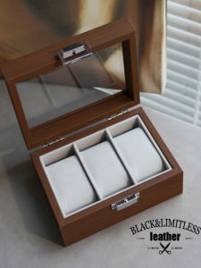 High-End Wooden Watch Storage Box Display Packaging Gift Box Black Cherry Wood Grain Mechanical Wristwatch Case Organizer