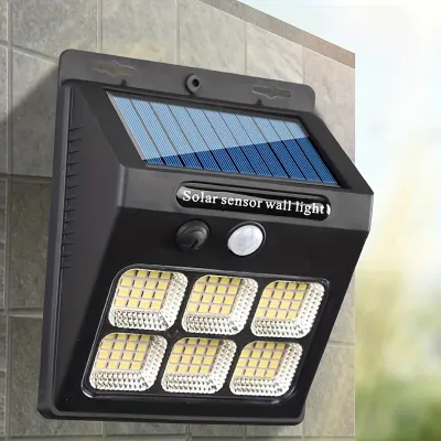 1PC Solar Powered Outdoor Wall Lamp with Human Sensor Shell 3 Mode Adjustable Courtyard Lights for Garden Lighting