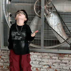 Trendy American Letter Long Sleeve T-Shirt for Kids Autumn New Style Cotton Base Shirt Boys And Girls Fashionable Bottom Shirt