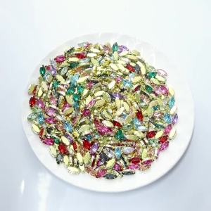 0.7x1.5cm 50Pcs Sliver Claw Rhinestones Setting Shape Glass Crystal Sew On Rhinestone Wedding Dress Shoes Bags DIY