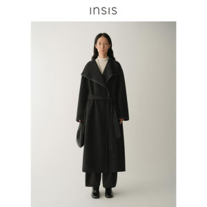 Insis Femme Beautiful Merino Wool Winter Double-sided Cashmere Button Large Collar Long And Short Coat Regular Sleeve Length