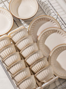 TAOYI | Retro Glazed Underglaze Bowl and Plate Set