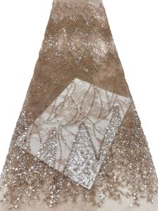 Sang Trọng Đính Hạt Vải Tuyn Kim Sa Lấp Lánh Thêu Pháp Lưới Ren Cho Đám Cưới Thời Trang 5 Thước AT2884 Cao Cấp Vải Tote