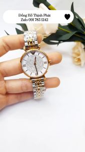 [FULLBOX] Đồng Hồ Nữ EMPORIO ARMANI Đính Full Đá ROSE GOLD Dây Thép Không Gỉ Case 32mm Sang trọng Kinh doanh Chống nước
