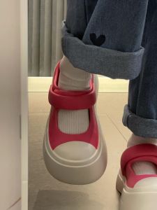 Mary Janes Thick Heel Slip-On Shoes Women Summer Outdoor Wear Heightening Anti-Slip EVA Popular Sensation Head Cover Sandals