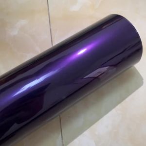 Premium PET High Glossy Midnight Purple Vinyl Wrap Film Car Wrapping Motorcycle DIY Sticker Decal Air Release Self Adhesive