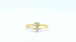 Happy Jewelry แหวนดอกไม้ 2 ดอก ทองแท้ 9k 37.5% เพชรเกสร ME849