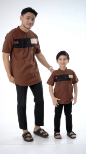 Kurta YORDAN COUPLE Mahogany / Kemeja ayah dan anak terbaru 2025 / 100% cigaret / CIKA KIDS STORE