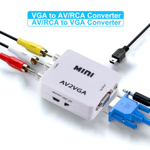 Kebidumei | VGA to AV Converter VGA to RCA AV to VGA Converter RCA Adapter with 3.5mm Audio Cable for TV Box PC 1080P CVBS To VGA Converter