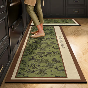 American Style Kitchen Floor Mat Anti-Slip Oil Resistant Quick Dry Customizable Green Carpet Luxury Retro Foot Pad