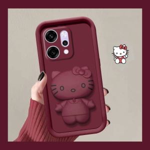 เคสโทรศัพท์ OPPO Reno14 Pro Reno14 F A5i Pro 5G Hellokitty กระจกการ์ตูนยืนปลอกอ่อนปกป้องเลนส์กันกระแทกฝาหลัง2025