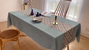 4/6/8/10 Seater Table Cover Nordic Style Tablecloth With Tassels Imitation Cotton Linen Dining Table Cloth