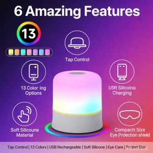 Đèn Ngủ Cảm Ứng Có Thể Điều Chỉnh Độ Sáng RGB - Đèn Bàn Sạc Lại Được Với Điều Khiển Từ Xa Cho Phòng Ngủ Phòng Khách Đèn LED Tạo Không Khí