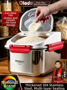 Olodo | Hộp Đựng Gạo Thép Không Gỉ 304 Thực Phẩm Chống Côn Trùng Và Ẩm