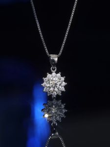 LOVETIA Kalung Bunga Perak Asli 925 Kalung Moissanite Gra Ori 1.0 Ct Aksesoris Wanita Sertifikat GRA BTXL017