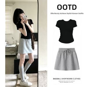 V.C.I | Sporty Summer High Waist A-Line Skirt Grey