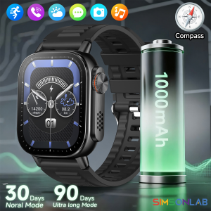 Metal Body Smart Watch Bluetooth Call Answer Outdoor Sports Watch Men Compass Voice Assistant 30 Days Use Time Smartwatch 2025