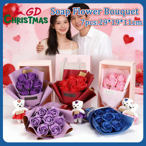 7PCS Rose Flower Gift Box Soap Rose Bouquet Valentines day Gift Christmas Birthday Gift