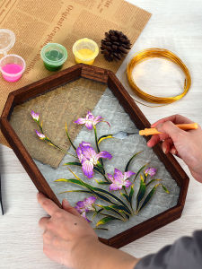 Beijing Blue Enamelware Handcraft DIY Glass Tea Tray Cultural Heritage Activity Material Kit Traditional Artisan Craft