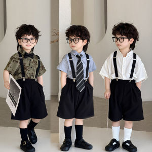 Childrens Casual Suit Set Summer New Style Boys Dress Clothes Performance Outfit Flower Girl Little Suits British Style Polyester Fiber