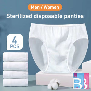 4ชิ้นกางเกงในแบบใช้แล้วทิ้งกางเกงในผ้าฝ้าย100% แบบพกพาสำหรับเดินทางสปาในกรณีฉุกเฉิน
