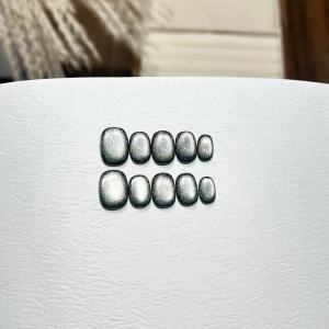 เล็บแต่งตัวแบบสวมใส่ลายตาแมวสีดำ ทรงสั้นกลมทำมือแท้ สำหรับฤดูร้อน พร้อมกล่องเครื่องมือ เล็บแต่งตัวแบบถอดได้ ใช้ซ้ำได้