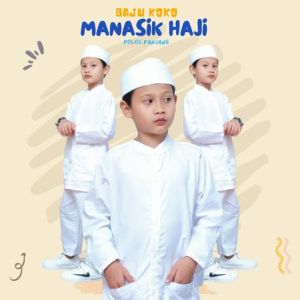 baju Koko anak laki laki putih set peci/baju Koko manasik anak laki laki set peci