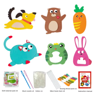 DIY Animal Felt Sewing Kit for Girls 6 PCS Fine Motor Skills Learn To Sew Stuffed Animal Doll Pendant  Birthday Christmas Gift