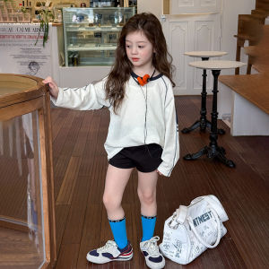 Aimobeibe Summer Fashion Color Block Casual Lightweight Sun Protection Long Sleeve Girls T-Shirt Base Shirt Cotton Soft Treatment