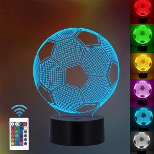 Creative 3d Illusion Child Night Light Football Ball Touch Sensor Remote Nightlight for Kids Bedroom Decoration Soccer Table Lamp Gift