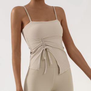 เสื้อกั๊กโยคะแบบมีแผ่นรองหน้าอกสำหรับผู้หญิง เสื้อชั้นในกีฬา เสื้อชั้นในฟิตเนส สายเดี่ยว วิ่ง สายรัดเสื้อชั้นในแบบมีแผ่นรองหน้าอก