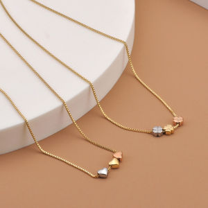 Lokaer Exquisite Heart & Flower Choker Necklace 3Pcs Beads Pendant Stainless Steel Necklace Dainty Womens Trendy Jewelry N25032