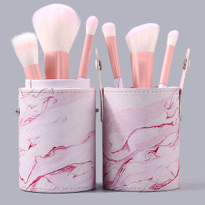 ถังเก็บแปรงแต่งหน้าลายหินอ่อนที่ทันสมัยและสวยงาม 1 ชิ้น การออกแบบความจุขนาดใหญ่ เครื่องมือจัดเก็บข้อมูลแบบพกพา
