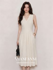 QFN | Elegant and Sophisticated Sleeveless Fitted Mid-Length Dress