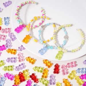 10/30Pcs Colorful Bear Acrylic Charms Jewelry Making Beads for DIY Bracelet Necklace Bag Charm Pendant Accessories Bead Supplies