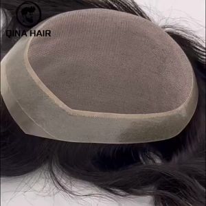 3# Net Mono Pu Side 110% Density Durable Men Toupee Breathable Male Wigs 100% Human Hair Systems Natural Wig 6" Hair Invisible Hairline Replacement Natural Looking Straight