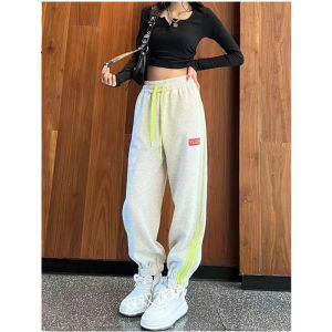 Contrast Color Stripes Three-Stripe Track Pants Womens Fall and Winter New Arrival High Waist All-Matching Casual Small Ankle-Tied Harem Sweatpants