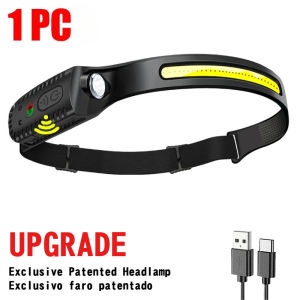 COB LED Headlamp Induction Head Lamp Built-in Battery USB Rechargeable Head Flashlight Outdoor Camping Fishing Sensor Headlight