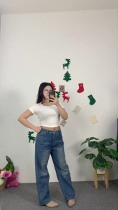 ชุดเซ็ตแฟชั่น เสื้อคอเหลี่ยม กางเกงขากว้างสุดชิค