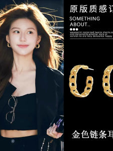 Golden Chain Earrings Womens Fashion Jewelry Outburst 2025 High-End Sensation Ear Jewelry Alloy Plated Gold Geometric