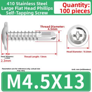 JINJUNTAI | Stainless Steel Cross Flat Head Self-Tapping Screw Drilling Nail
